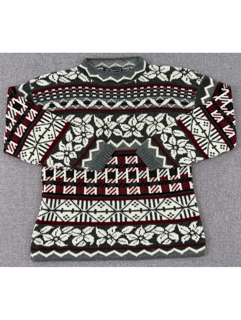 Vintage 80s 90s JG Browne Fair Isle Nordic Christmas Themed Sweater Size Medium